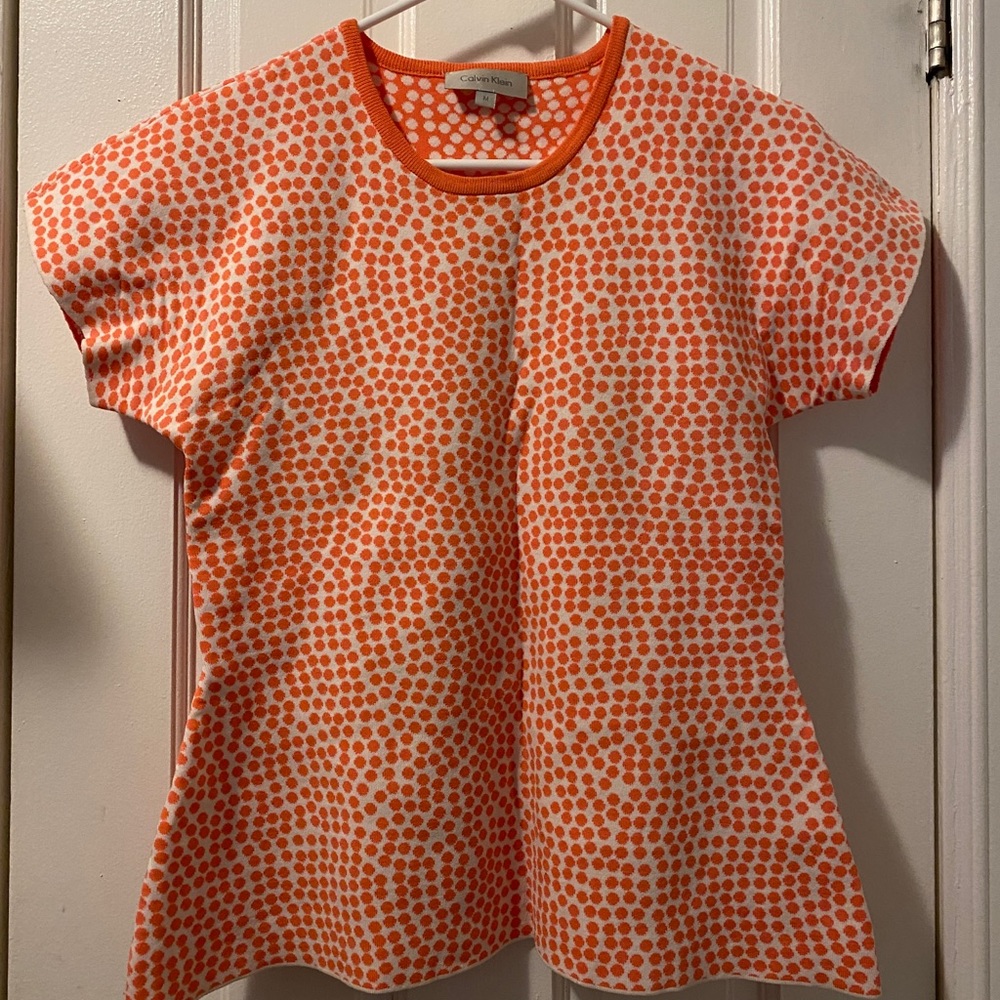 Calvin Klein pink dot knit top